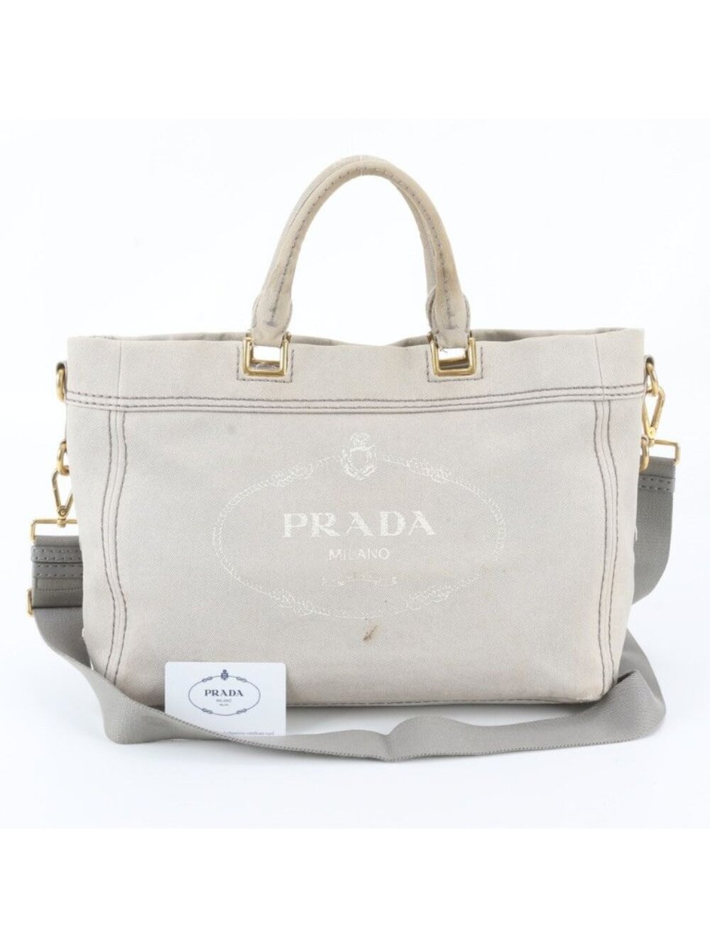 Prada Canapa Denim Leather 2-Way Shoulder Bag